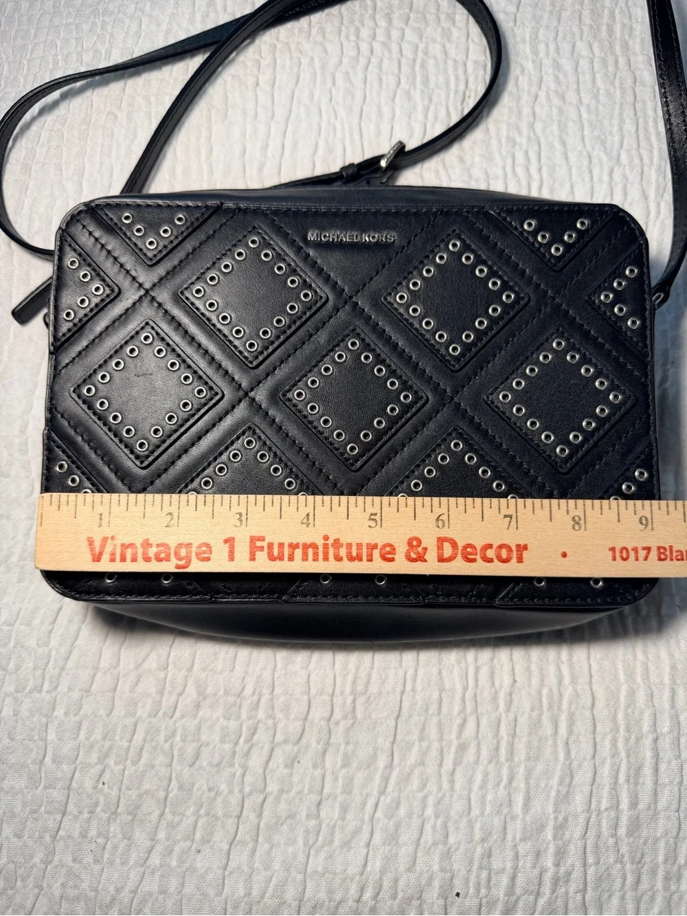 Michael Kors Black Quilted Look Eyelet Crossbody Bag